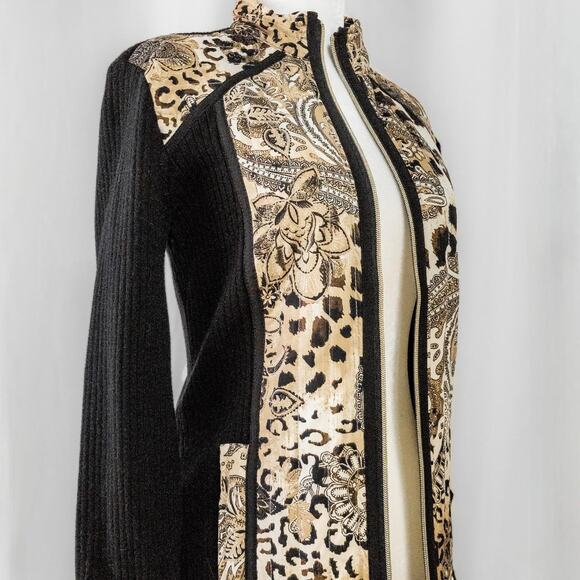 Cheetah and Paisley print zip Up Track Jacket - Picture 3 of 7